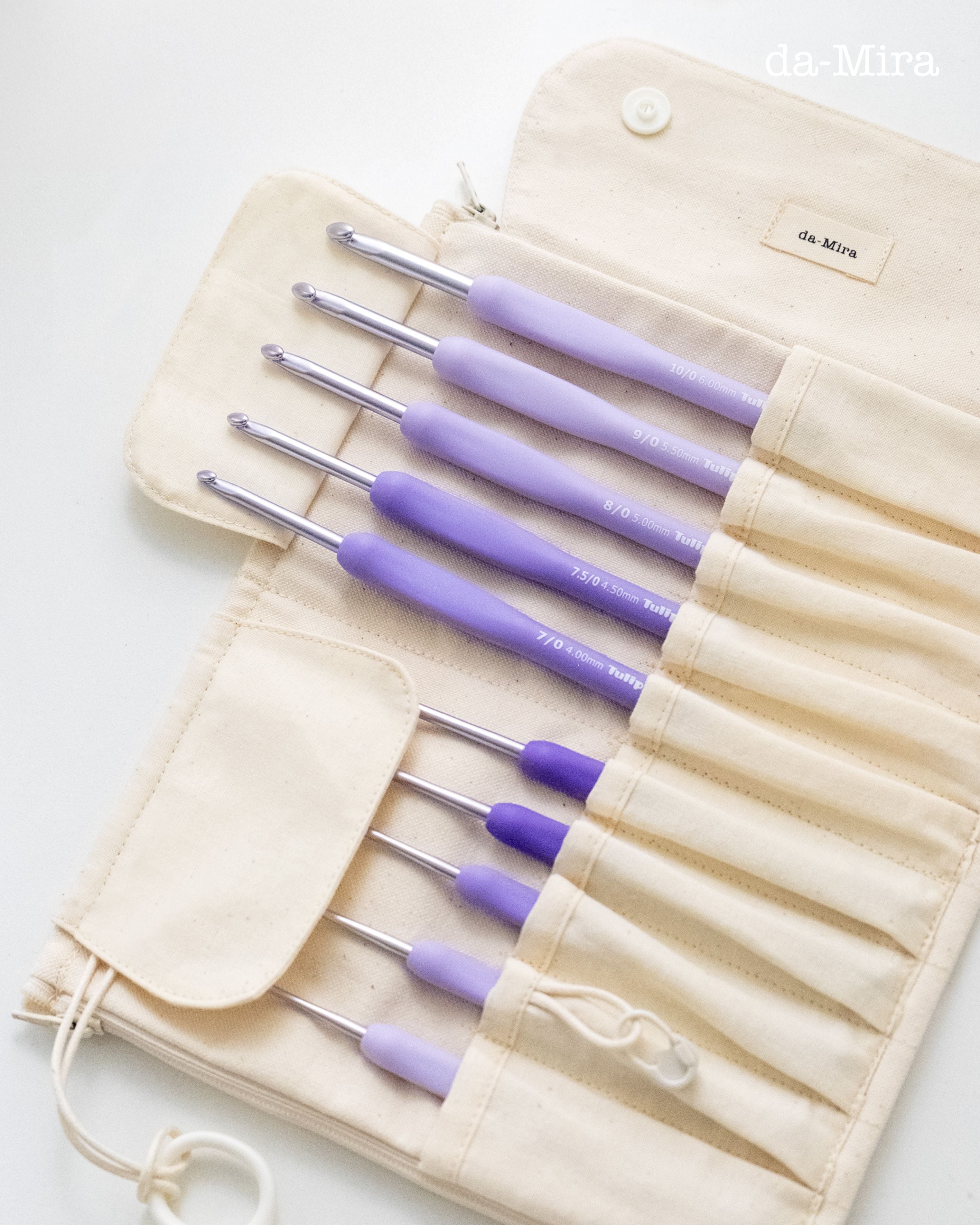 Tulip Etimo Murasaki (Purple) Crochet Hook + Canvas Case Bundle