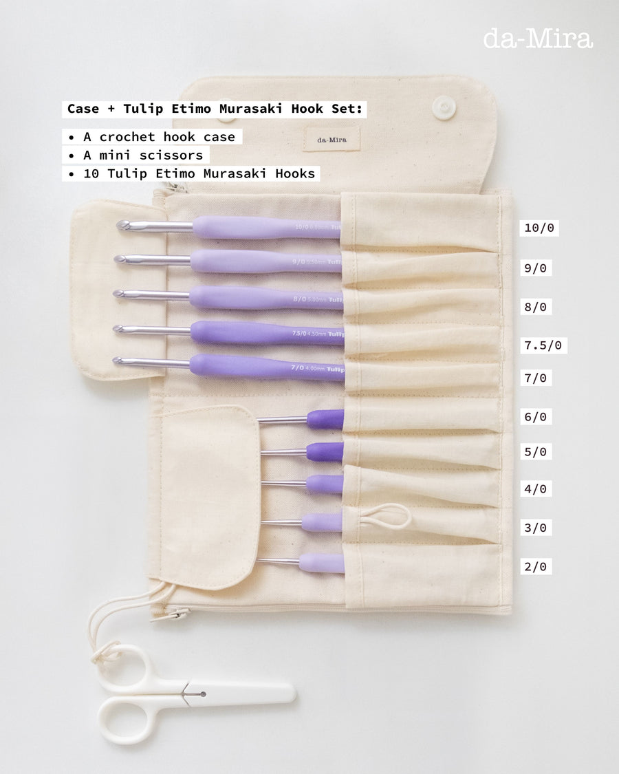 Tulip Etimo Murasaki (Purple) Crochet Hook + Canvas Case Bundle