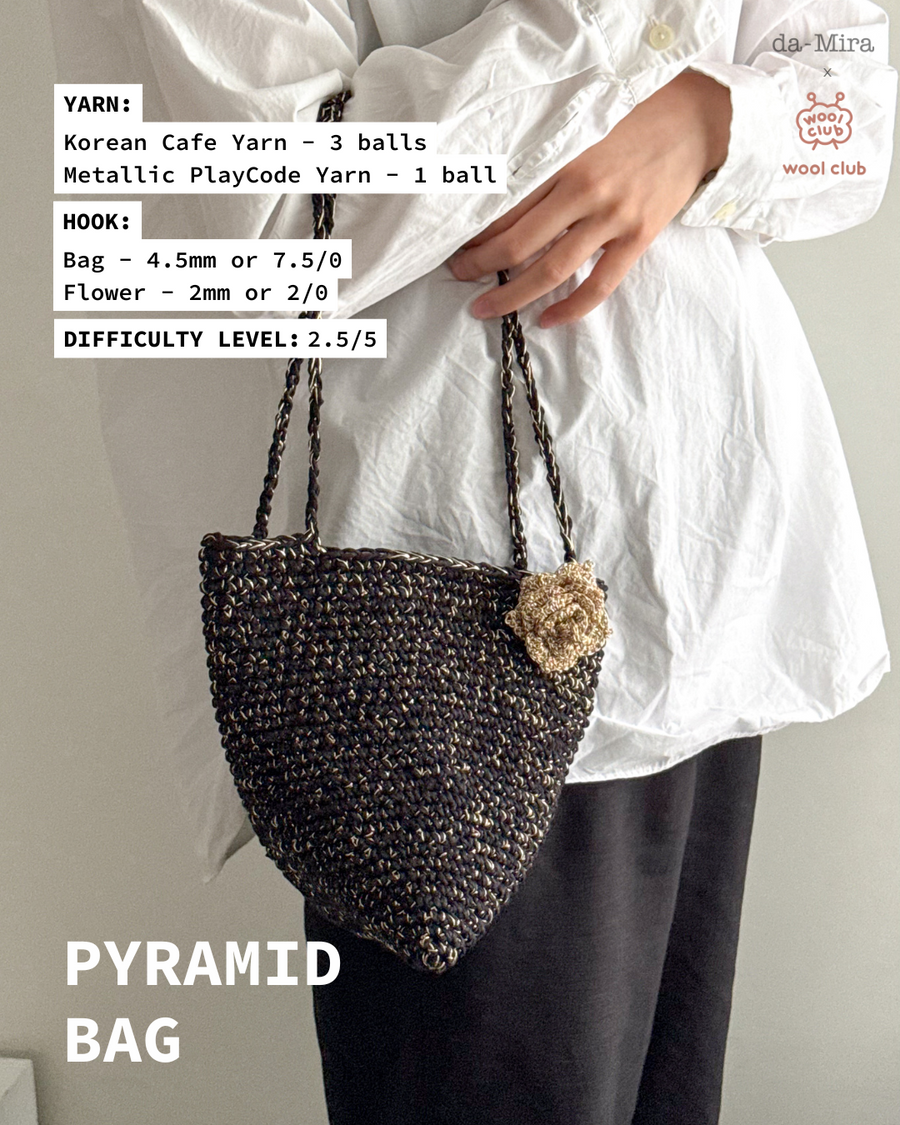 Free Pyramid Bag Pattern + Metallic & Cafe Yarn [Bundle]